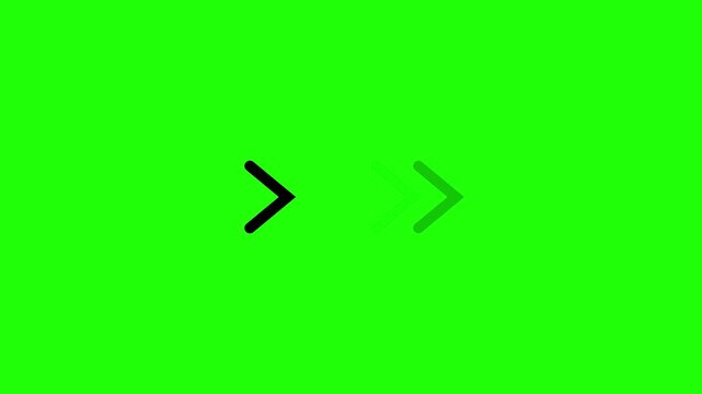 Animated green arrow moving forward on vibrant green background symbolizing progress direction and motion for presentations slideshows and digital marketing