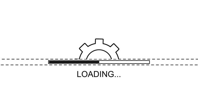 Loading Screen Animation with Progress Bar and Rotating Gear loading animation gear rotating gear