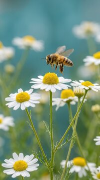Bee on Daisy Flowers