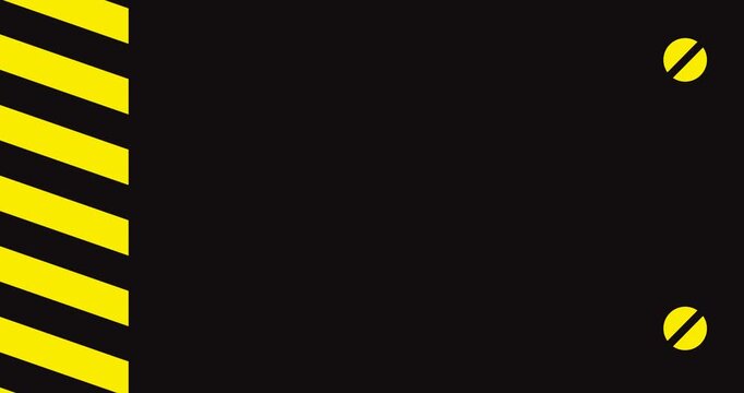 Black background animation with black and yellow caution tape decoration and copy space area