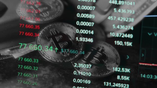 A wallet with dollar bills and foreign currency in an investor  investment portfolio. Financial and stock markets, charts and candlesticks. Economic trend analysis. Digital assets, crypto, bitcoin