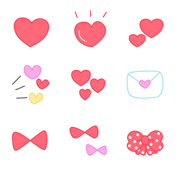Cute Kawaii Sticker Icon Collection with Pastel Cartoon Objects, Hand Drawn UI Elements and Adorable Emoji Symbols