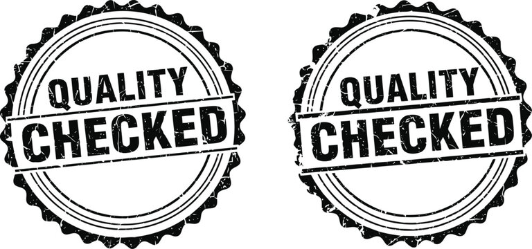 Quality Checked Stamp Badge Set Isolated on White Background for Certification and Approval