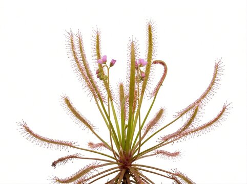 Exotic Byblis Rainbow Plant Isolated on White Background Carnivorous Specimen Close Up