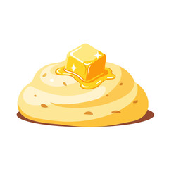 Fototapeta premium Creamy Mashed Potatoes with Melting Butter Vector Illustration