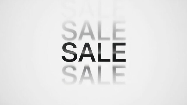 Bold SALE text repeated with blurred effect in minimal style on white background, expressing promotion and discount concept