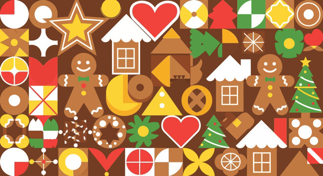 Christmas Gingerbread Cookies Pattern - Festive Holiday Food Background