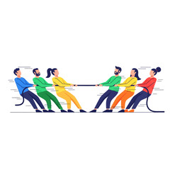 Fototapeta premium Teamwork Tug-of-war Illustration: Competition & Collaboration Concept