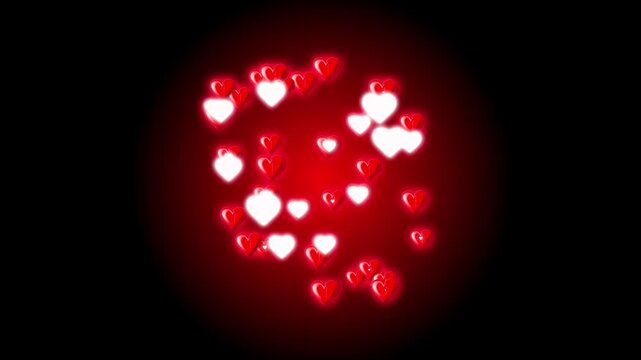 4K loop floating hearts and dust particles, cute white glowing hearts, romantic love trail motion, glitter sparkles, wedding Valentine celebration, fairy tale overlays and magic pixie dust glow