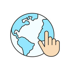 Fototapeta premium Globe with Pointing Hand for Global Navigation and Location Selection