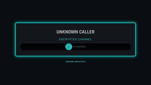 Unknown Caller Alert on Futuristic Interface with Encrypted Channel.