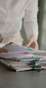 Working on documents and files in the office