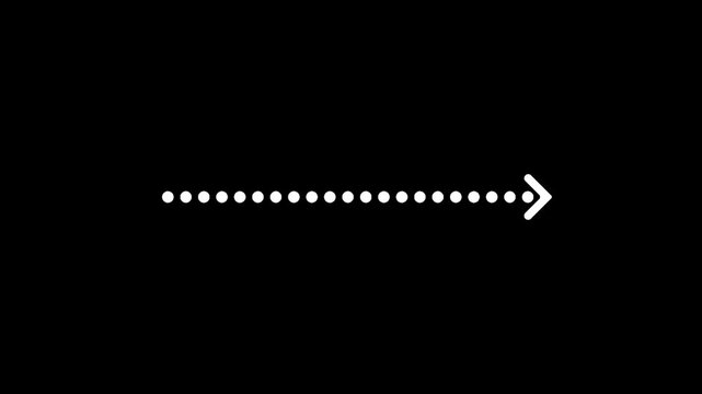 4k Long dotted line arrow animation to indicate an object. dot arrow icon right direction.
