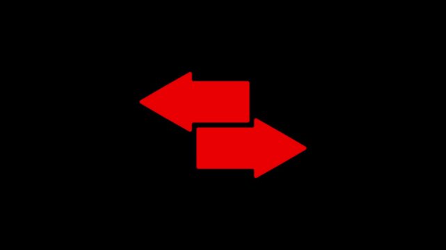 Vector arrows collection. Left or right direction arrow on black background.