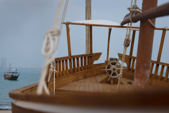 Inside of a dhow boat 