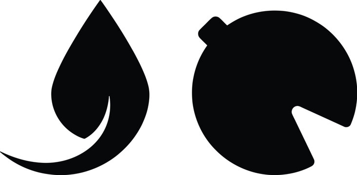 Silhouette icons of water droplet and pie chart for data and statistics presentation