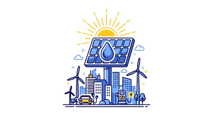Naklejka premium Renewable energy sources for sustainable city.