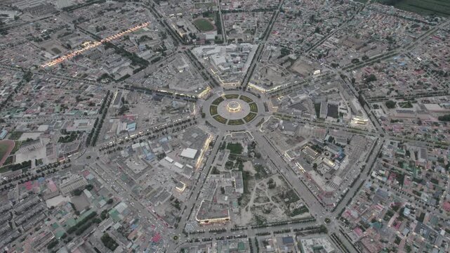 Aerial Drone Raw Footage of Tekes Bagua City, Xinjiang, China