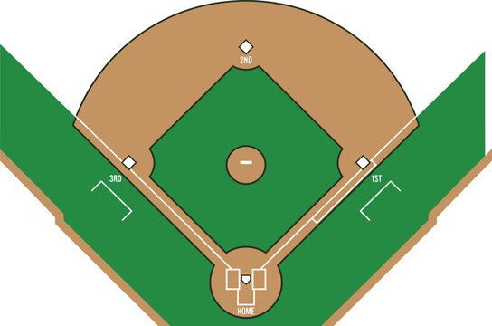 Baseball field top view diagram with home plate pitcher s mound baseball outfield strategy competition structure recreation activity outdoors athletic championship