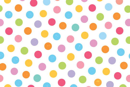Naive Polka Dot Childish Seamless Pattern with Hand Drawn Speckles and Colorful Spots. Playful Minimalist Background for Nursery Wallpaper, Textile Print, and Kids Birthday Party Decor Vector