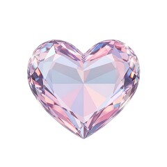 Fototapeta premium Sparkling Pink Heart-Shaped Diamond Gemstone Isolated on White Background.