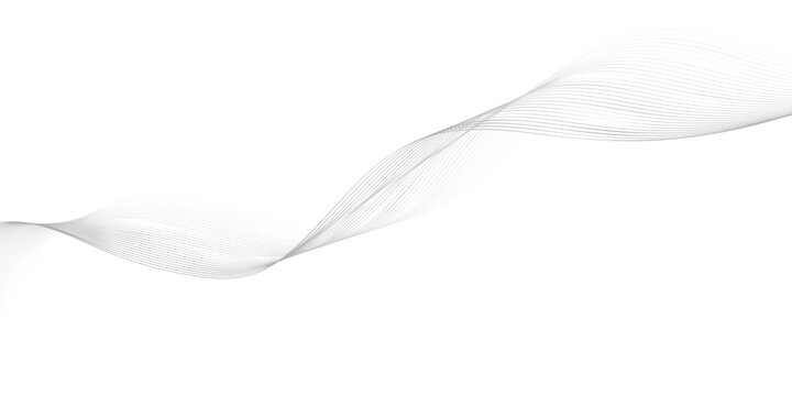 Abstract Grey Wave with Thin Parallel Lines on White Background Vector Illustration