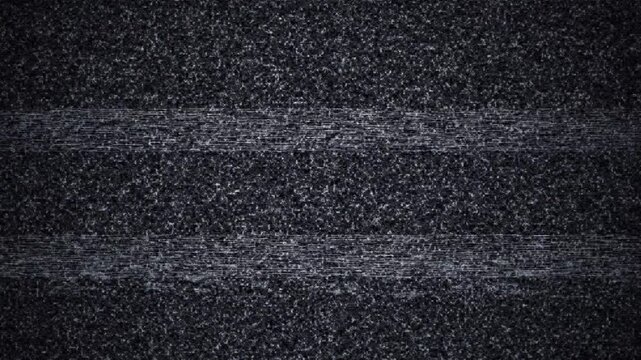 TV Noise Switch On Off Analog Television Static with Signal Distortion and Glitch Effects Background 4k video animation seamless loop
