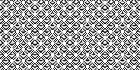Arched scale pattern seamless black and white vector design © BloodMoon