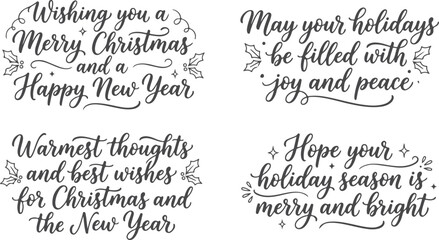 Naklejka premium Christmas and new year wishes wishing you merry christmas happy new year warmest thoughts best wishes holiday season.