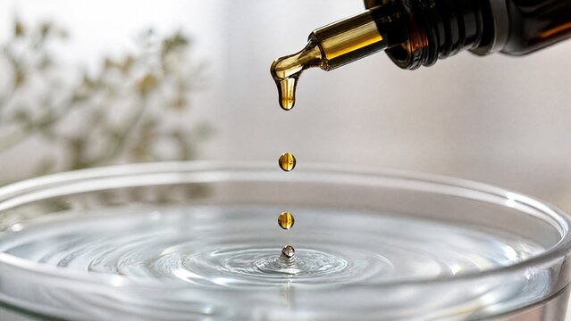 valerian. Amber drops of essential oil falling from a dropper into clear water. bar promotions, beverage menus, designed for food & beverage menus and cafe branding, inspires menu design.