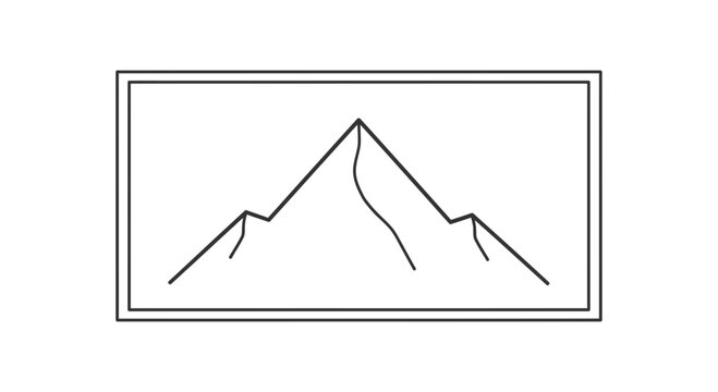 Minimalist Mountain Peak Outline in Rectangle Frame - Simple Geometric Landscape Icon