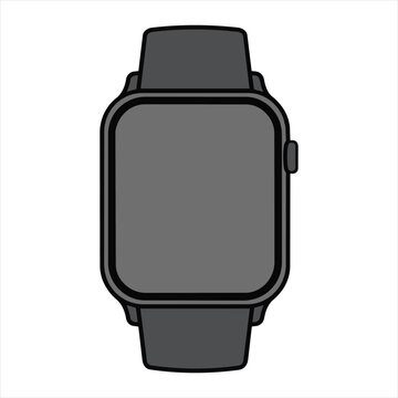 Modern smartwatch icon vector illustration with digital crown and strap designed with full details for 8K ultra quality image ratio a sleek