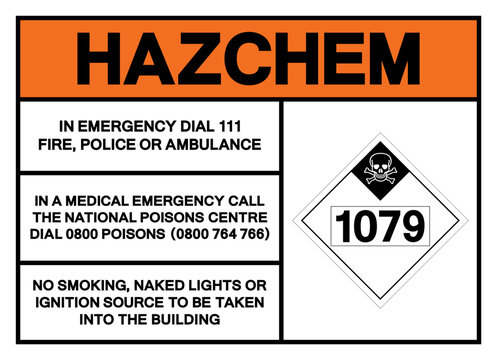 Hazard Chemical UN1079 Class 2 Sulfur Dioxide Symbol Sign, Vector Illustration, Isolate On White Background, Label .EPS10