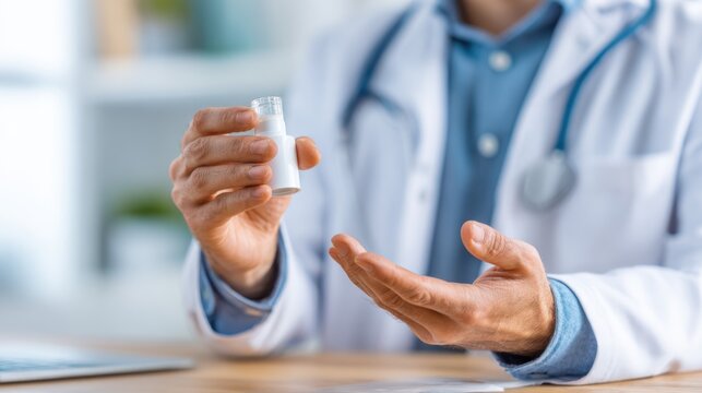 Pulmonologist shows how to shake MDI inhaler in clinical setting with focus on hands