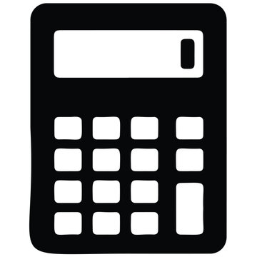 Calculator icon vector illustration designed as a modern office tool in black silhouette.