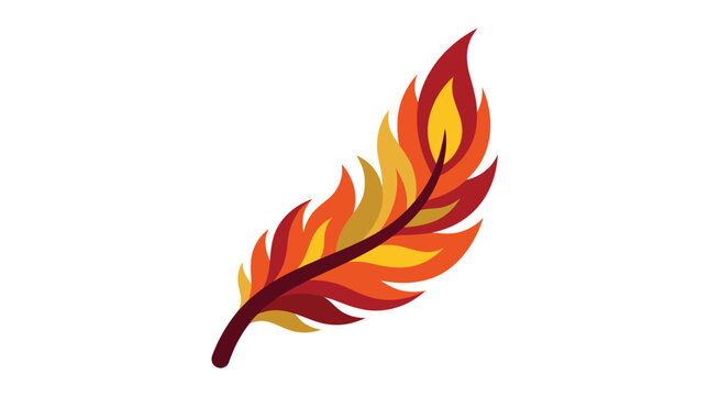 3d phoenix feather icon with vibrant fiery colors detailed textures glowing effect and artistic design representing rebirth strength and transformation in a minimalistic style on a white