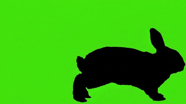 Rabbit silhouette vector animation green screen video
