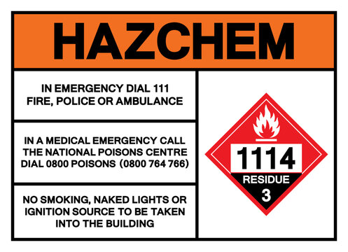 Hazard Chemical UN1114 Benzene Residue Class 3 Symbol Sign, Vector Illustration, Isolate On White Background, Label.EPS10