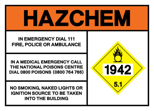 Hazard Chemical Ammonia Nitrate UN1942 Symbol Sign, Vector Illustration, Isolate On White Background, Label .EPS10