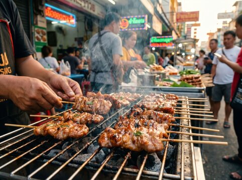 Thai street food grilled pork