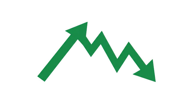 Green upward then downward stock market arrow