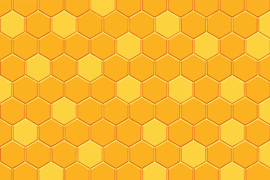Seamless Honeycomb Grid Background with Hexagonal Abstract Repeating Pattern Texture in Shades of Yellow and Orange. Simple Flat Vector Illustration for Graphic Design, Wallpaper, and Web.