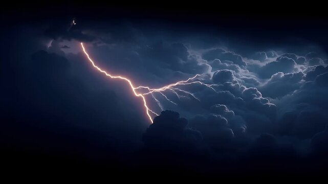 Fantasy wallpaper. A dramatic depiction of a lightning bolt striking through a stormy sky. The sky is filled with swirling clouds.