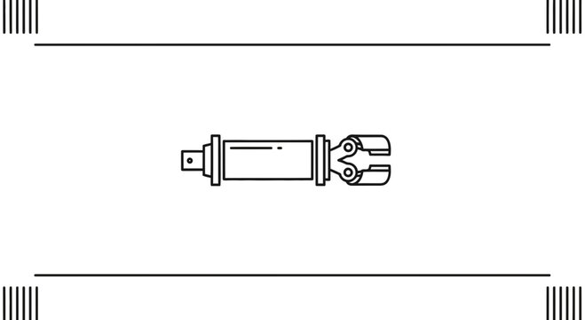 Industrial Hydraulic Cylinder with Gripper, Mechanical Engineering Component Icon