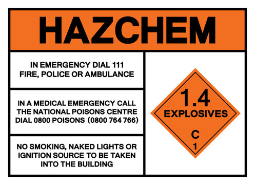 Hazard Chemical Classs 1 Explosives 1.4C Symbol Sign , Vector Illustration, Isolate On White Background Label.EPS10