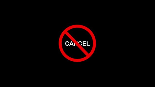 Prohibition Cancel Symbol Animation,No Sign Graphic Element, Stop and Forbidden Warning Icon on Black Background Motion Graphic