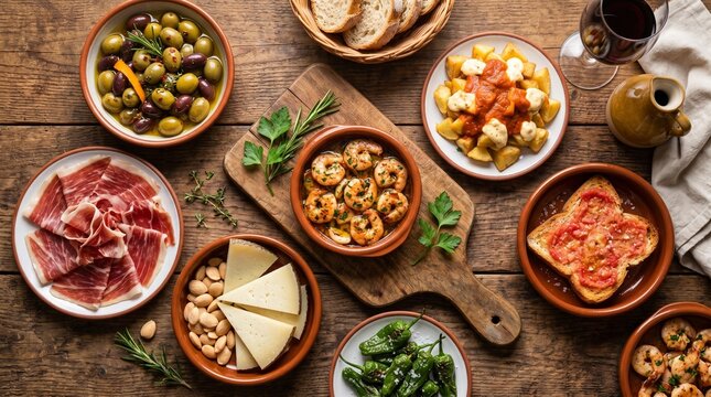 Authentic Mediterranean Tapas with Cheese and Olives