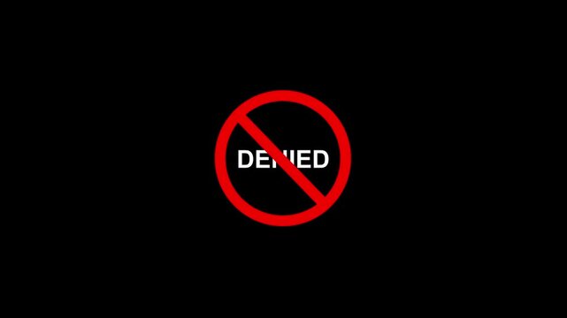 Prohibition Denied Symbol Animation,No Sign Graphic Element, Stop and Forbidden Warning Icon on Black Background Motion Graphic