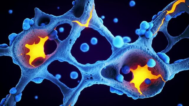 Intricate Neural Cell Structures with Glowing Synapses Perfect for Medical Visualization and Health Education Videos