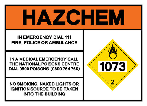Hazard Chemical UN1073 Class 2 Oxygen Symbol Sign, Vector Illustration, Isolate On White Background, Label .EPS10
